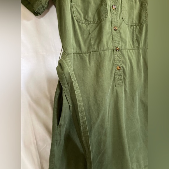 J Crew Mercantile Olive Green Military Shirt Dress - Picture 5 of 10